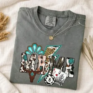 Western Mama Shirt, Cowgirl Mama Tee, Western Cow Print Graphic Tee, Country Mama Shirt, Rodeo Mom Shirt, Western Aesthetic Shirt for Women