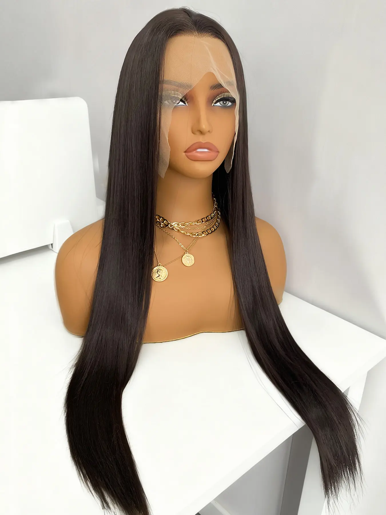 Full Lace Wig Silky Straight 26” 26 Inch Long Silky Straight Wig Pink Lace Front Wig for  main image 2