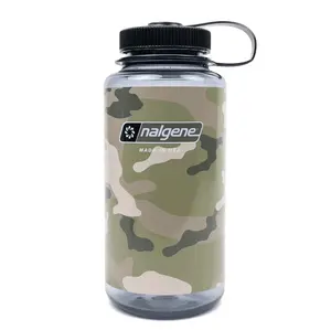 Nalgene 32 Ounce Wide Mouth Sustain Camo Bottle. Water Bottles Portable Made In USA Washable Reusable Drinkware Plastic Tumbler Mug