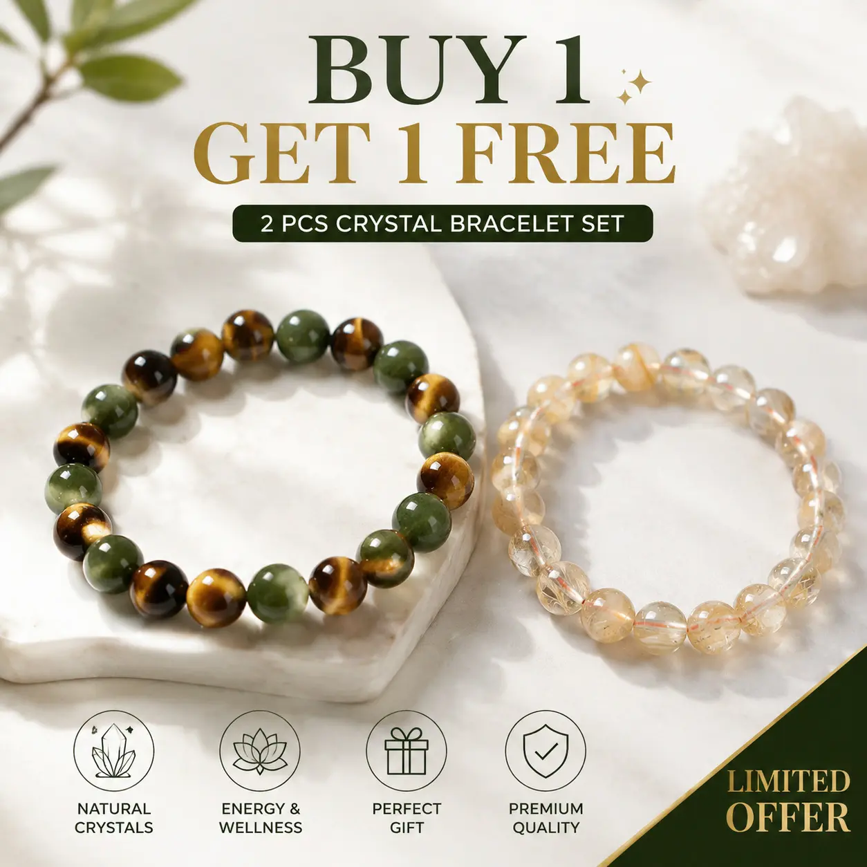 【Buy One Get One Free!!!】1 1pc Money crystal bracelets, Chinese Jade with Tiger's Eye Stone - Wealth Bracelet Beaded Jewelry Protective Bracelet Inspirational Gift Fashion Natural Crystal Bracelet Daily Recommendation Color-Block Beaded Crystal Bracelet