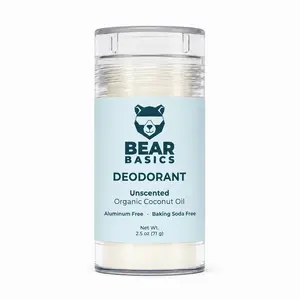 Bear Basics Coconut Oil Natural Deodorant – Unscented Aluminum-Free Stick for Sensitive Skin, Made in Colorado