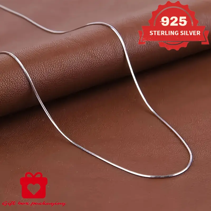 925 Sterling Silver 2mm Handmade Round Snake Bone Necklace, Unisex, Multiple Sizes Available, Ideal for Mother's Day Daily Gifting, Comes with Exquisite Gift Box