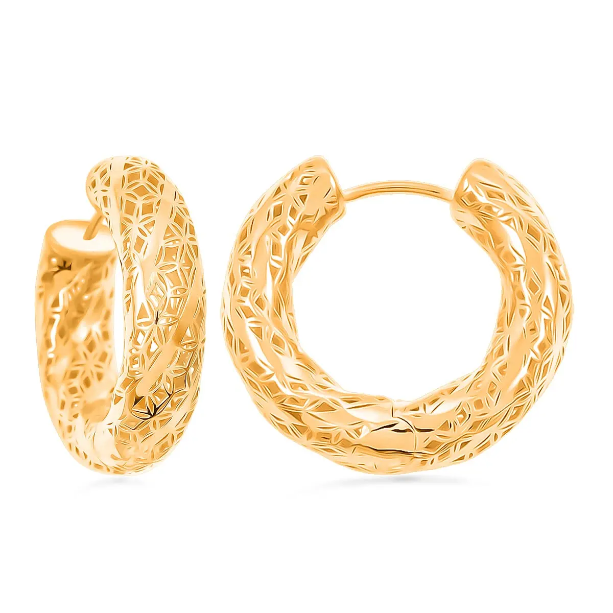 D'Joy Floral Hoop Earrings in 14K Yellow Gold Over Sterling Silver 8 Grams
