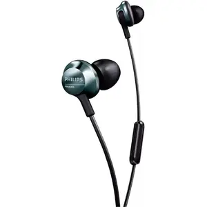 PHILIPS | Audio Earphones  (High-Res Audio, Built-in Microphone, Noise Isolating, 3 Sizes of Ear Caps, Ergonomic Design) Black/Silver