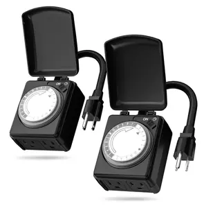 2 PACK Outdoor Mechanical 24 Hour Programmable Dual Outlet Timer BN-LINK