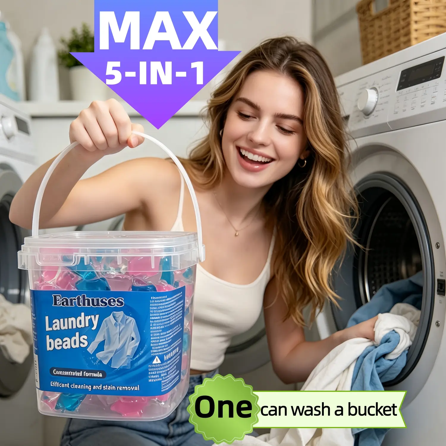 Multi functional 5-in-1 scented laundry gel beads 25 OZ pack (1, 2, 3 boxes optional) - concentrated active ingredients, low foam, easy to wash, soft and anti-static, deep cleaning stains, keeping fresh, laundry household goods