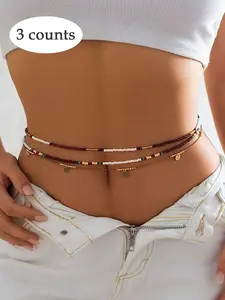 Women's Sexy Boho Beaded Adjustable Waist Chain Set, Vacation Style Body Belly Chain for Beach, Fashion Accessories for Party, Daily Clothing Decor for Women