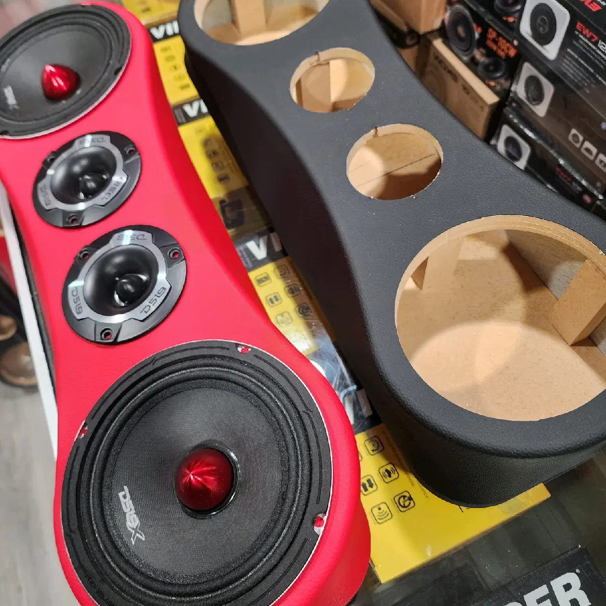 Universal 24” Sound Bar Pod 2 x 6.5" Midrange & 2 x Tweeter - Wood and Fabric, Cut Out 5.816"  READ FIRST LEEER PRIMERO NO INCLUYE BOCINAS NOT SPEAKERS INCLUDING