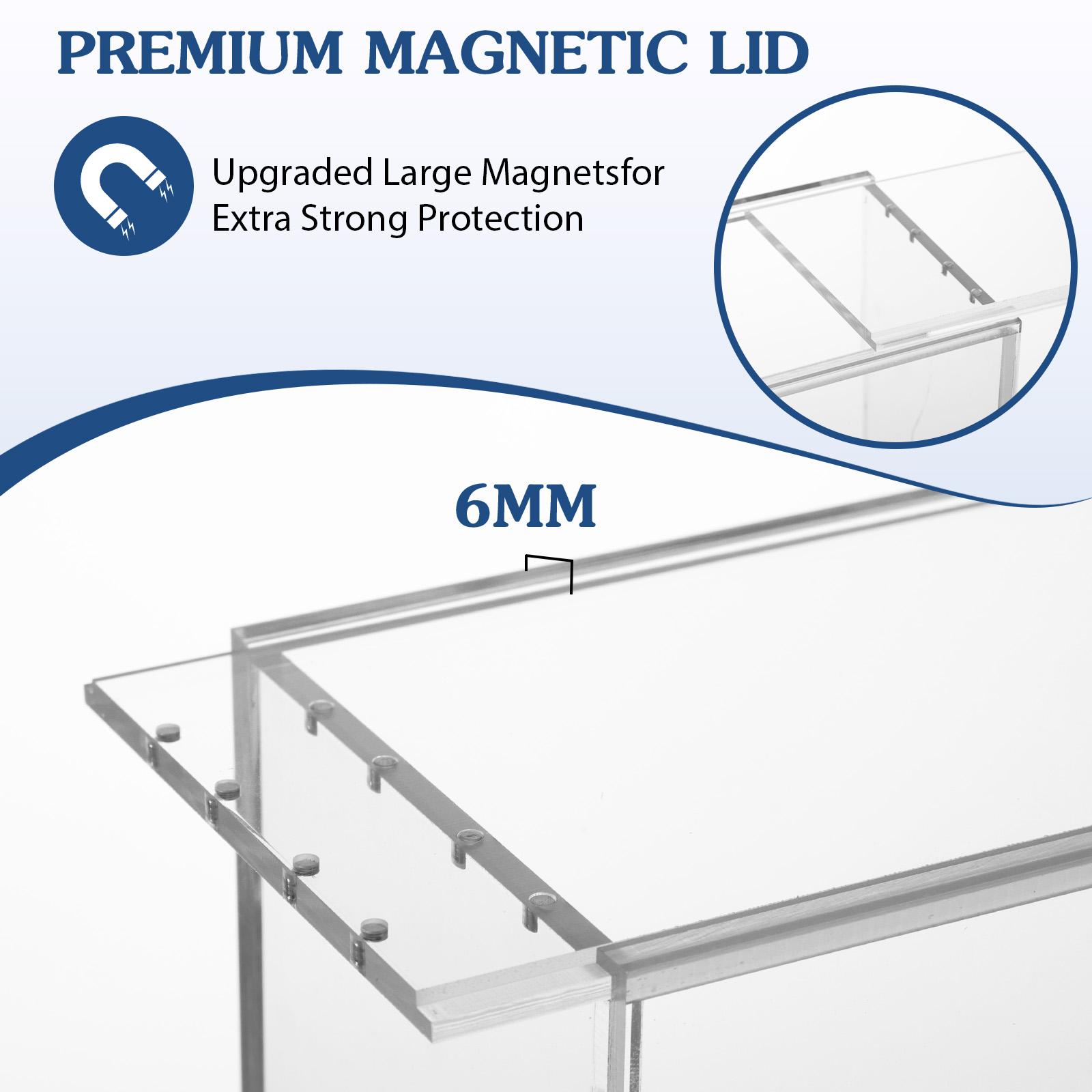 Acrylic Acrylic Display Case with Sliding  Lid for PKMN 151 UPC Mega Charizard ex UPC Storage Booster Box Trading Anime Graded Cards , 6MM Thick Magnetic Lid Protector  Holder Stackable