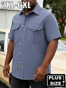 Men's Plus Size Casual Shirt with Pocket, Breathable Fashion Solid Color, Ideal for Daily Wear, Sports, Exercise, Walking, Unisex