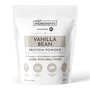 Just Ingredients Vanilla Bean Protein Powder – 30-Serving Blend with 100% Grass-Fed Whey & Organic Plant Proteins – Real Vanilla Bean & Cinnamon – Supports Muscle Recovery, Energy*