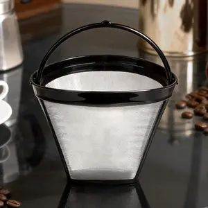 Reusable Coffee Filter Basket, No.4 Cone Coffee Maker Filters for Ninja & Cuisinart, Size 04 Pour over Dripper Accessory