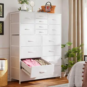 【#SmallSpace Homehacks】RaybeeFurniture 16 Drawer Tall Dresser with Metal Frame & Wood Top, Large Capacity Fabric Storage Tower for Bedroom, Closet, Living Room, Apartment, Dorm, Easy Assembly