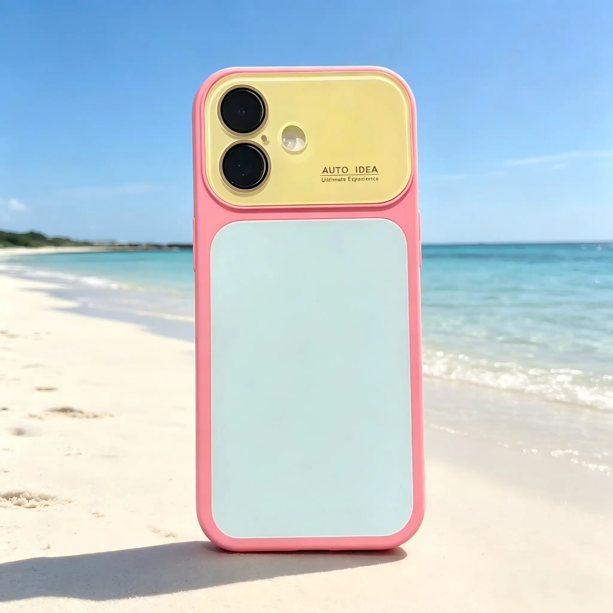 New summer dopamine color-block smartphone case, compatible with iPhone 17 Pro Max, 16 Plus, and 15 Pro; color-block design with full camera lens protection; no paint chipping, drop-resistant, wear-resistant; mood palette color scheme; women’s holiday gif