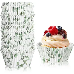 300 Count Greenery Cupcake Liners Cupcake Wrappers Baking Cups Green Baking Liners Holders for  Shower Wedding Bridal Showers Birthday Party Decorations