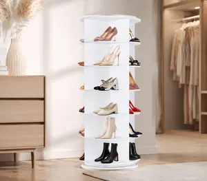 7 Tier 360° Rotating Shoe Rack Vertical Carousel Organizer Tower for Shoes Handbags Closet Storage