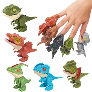 Viral Movable Dinosaur Action Figures Toy Set (5-Piece) • Painless Biting Snap Finger Prank Toy • Cute Mini Cartoon T-Rex Playground Party Favors Summer Gift