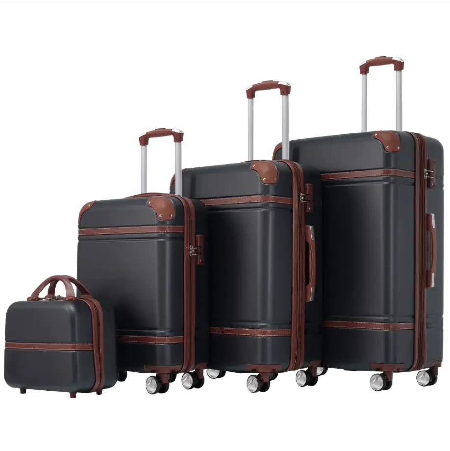 EUROCO 4-Piece Luggage Sets,Hardside Expandable Carry On Suitcase with TSA Lock,Cosmetic Case and Double Spinner Wheels,Lightweight Travel Luggage(20"/24"/28")