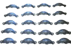 20 CUP PULLS 4 1/8 WIDE DRAWER VICTORIAN BIN HANDLES ANTIQUE LOOK IRON SET LOT