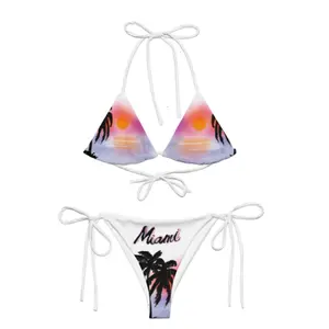 🔥 Miami Sunset Bikini Set 🌴 | Aesthetic Tropical Triangle Swimsuit | Y2K Beach Vibes | Sexy Tie-Side Two Piece | Vacation Ready Summer Swimwear 🌅💖