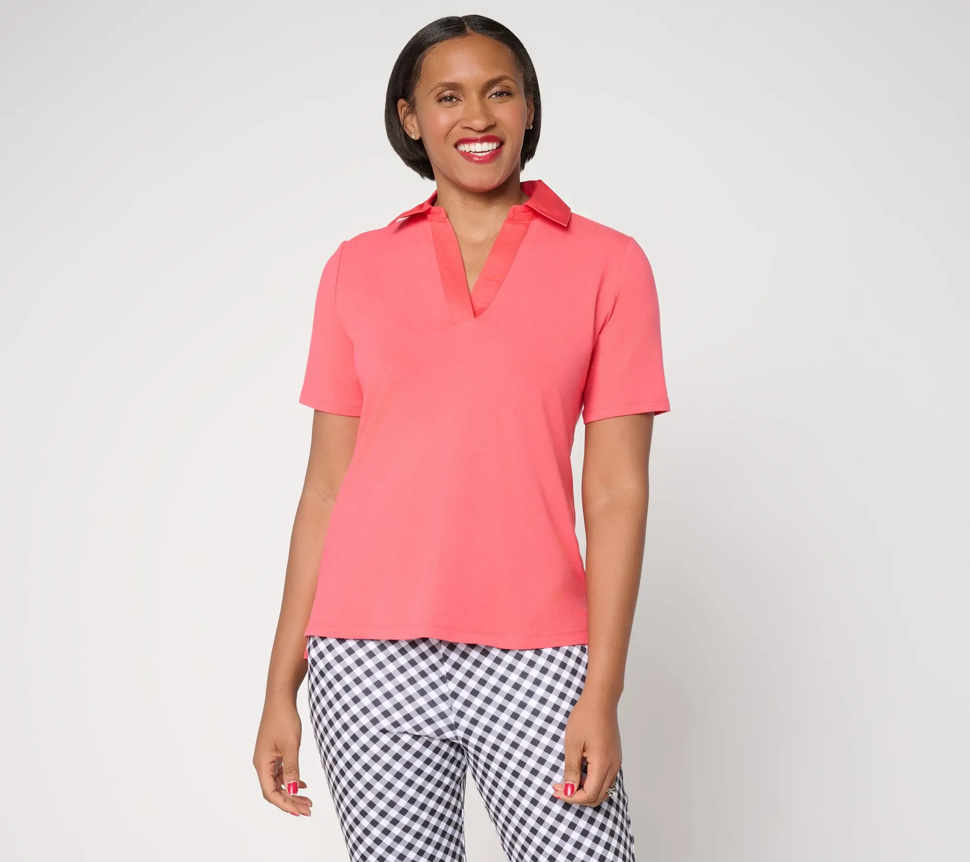 Joan Rivers Waredrobe Builders Woven Collar Knit Polo