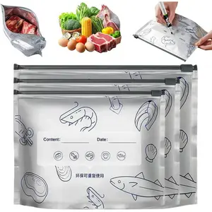 30PCS Reusable Aluminum Foil Sealable Storage Bags, Upgrade Reusable Aluminum Foil Storage Bags, Stand Up Foil Freezer Bags for Vegetable Fruit Meat (S+M+L)