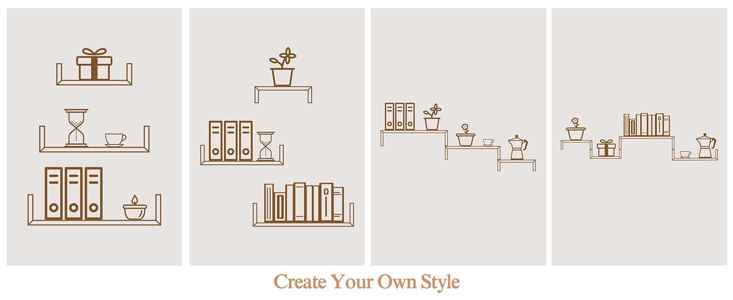 Floating Shelves Wall Mounted, Solid Wood Wall Shelves, Pink