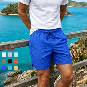Men's Solid-Color Beach Trunks - Breathable Swim Shorts, Quick-Drying Swimmingshorts, Straight-Leg Sports & Outdoor Beachwear