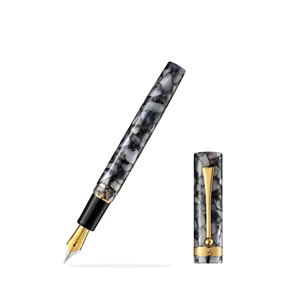 Laban Canyon Ice Crack Fountain Pen - Acrylic Resin Body, 12.7mm Barrel, 125mm Length, 23g Weight, Chunky Cap, Retro Look, Cartridge and Converter Compatible, Enhances Write Mood