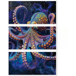 Rub on Transfer Decal Sticker for Furniture Craft Decor 6"x12" Big Octopus, 3Pcs Waterproof UV DTF Transfer for Drawer Dresser Glass Porcelain Wood Plastic