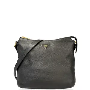 Pre-owned PRADA Leather Backpacks Crossbody Bag Soft Grained Calfskin Black (ym040126o9)