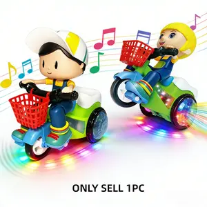 Electric Stunt Tricycle Toy, 360° Automatic Rotation, Lights & Dynamic Music, Obstacle Avoidance, Multifunction, Ideal Gift for Ages 3-9