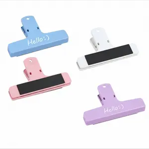 4 Pcs Magnetic Clips Refrigerator Magnets,Hello Fridge Magnets for Whiteboard, Fridge, Note List, Photo Displays, Locker,Teacher Must Haves for School,Home & Office