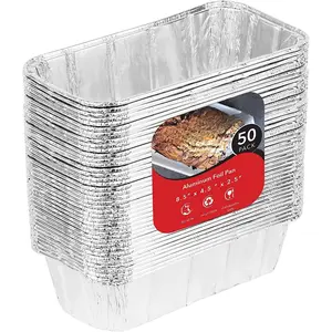 2 Lb Aluminum Foil Mini Loaf Pans (50 Pack) Disposable Small Loaf Pan – 2 Pound Baking Tin Liners, Perfect to Bake Cakes, Bread Loaves, and Meat - 8.5 x 4.5 x 2.5 Bakeware Oven