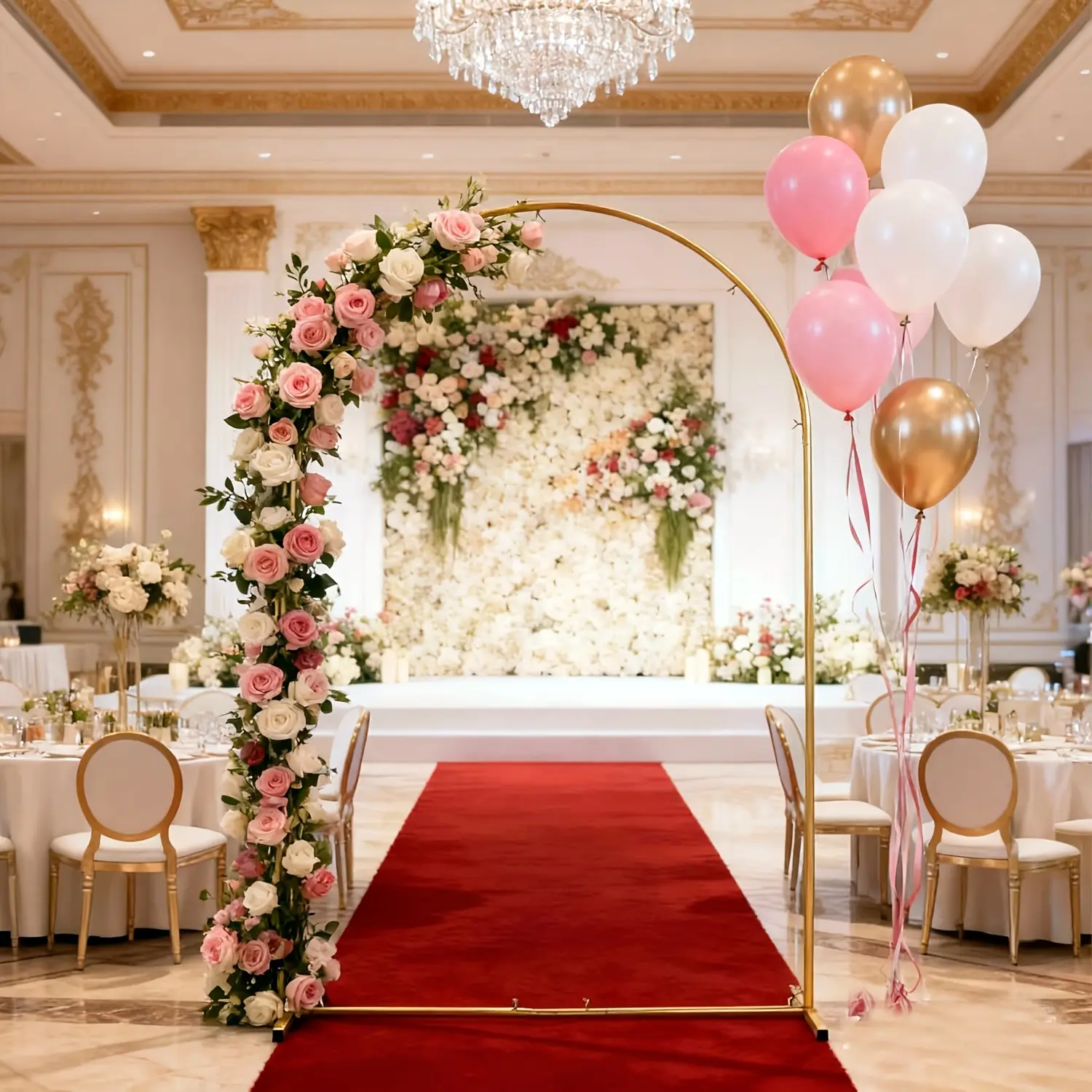 Metal Arch Backdrop Stand 6.6FT/7.2, Decorative Backdrop Arch Stand | Easy Assemble Balloon Arch Stand, Gold Wedding Arch For Birthday Party And Decoration, , Balloon Arch Frame For Wedding Ceremony Birthday Party Bridal Decor
