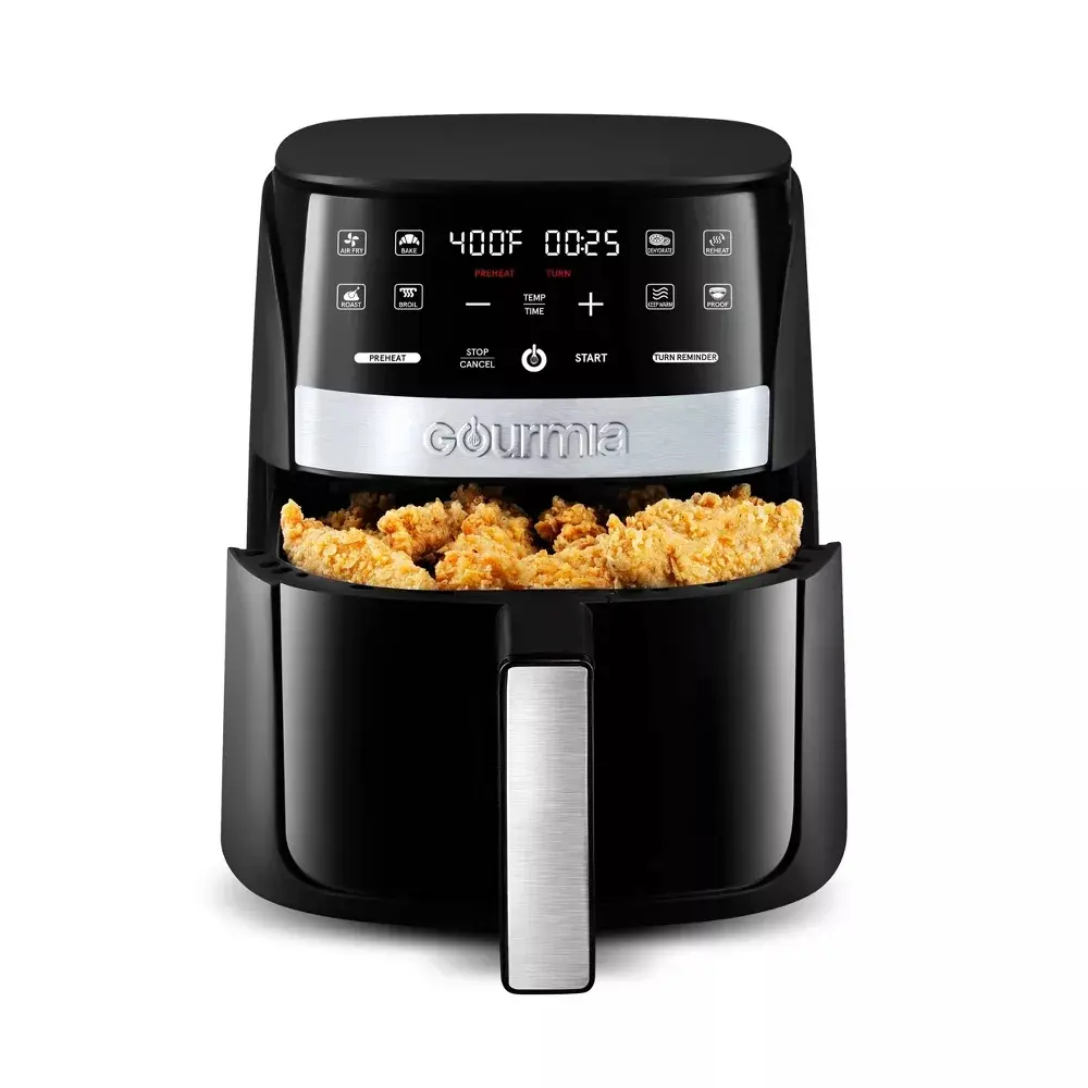 Gourmia 3qt Digital Window Air Fryer with 8 Presets & Guided Cooking: 1200W, Dishwasher-Safe Parts Airfryer Nonstick Oven Safe