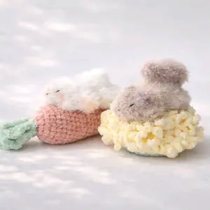 Bunny and Carrot Bed/ Squirrel and Dandelion Bed Crochet Doll Soft Plush Handmade