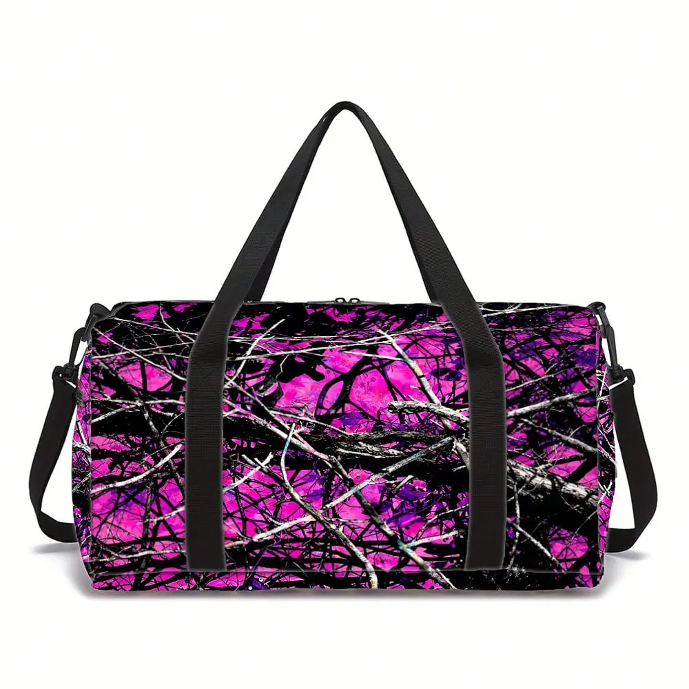Lightweight Rattan Camouflage Travel Duffel Bag - Adjustable Removable Strap, Carry Handle, Dual-Purpose, Easy Access, Large Capacity, Multi-Pocket for Gym, Short Trips, Adjustable Removable Strap Travel Bags, Carry Handle Travel Bags, Lightweight Travel