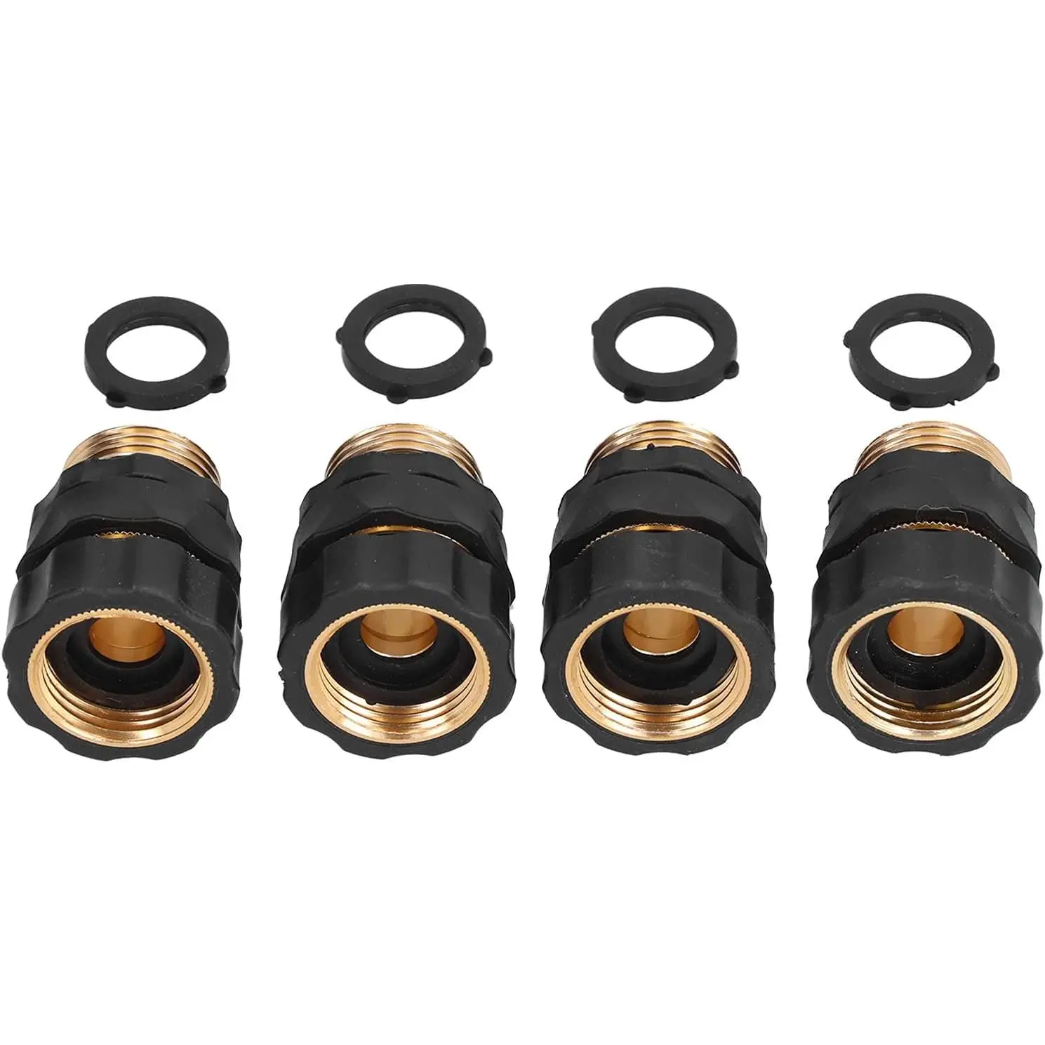 8-Piece Aluminum Water Hose Quick Connect Set - 3/4 in Male & Female Garden Hose Quick Connect Fittings, Adapter, Rubber Washer Seal, Seamless On/Off Leak-Proof Home Supplies Laundry Accessory, 8 Pieces