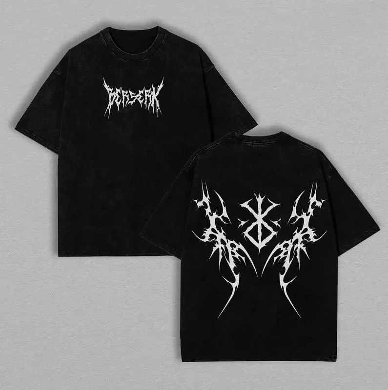 Berserk Anime Graphic Tee for Men, Vintage Acid-Washed & Distressed Short-Sleeve, Lightweight Round Neck Festive Menswear Fan Gift, Tshirt, Top, Acid-Washed Oversized Men's Short-Sleeve T-Shirts, Figure, Funny Vibes, Cotton, No, Casual Fit, Gift For Fans