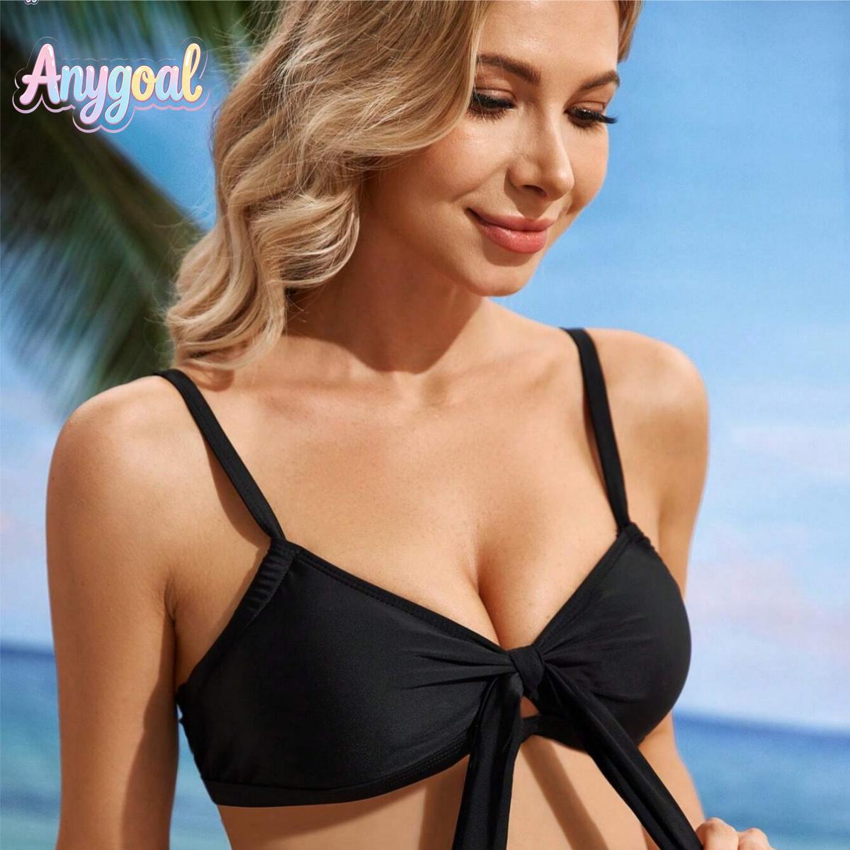 ANYGOAL Women's Tie Knot Bikini Tops Cropped Knot Twist Cut Out Adjustable Swimsuit Top Beach Bathing Suit Top Only swimsuits 2026 women swimsuits bikinis affordable swimsuits