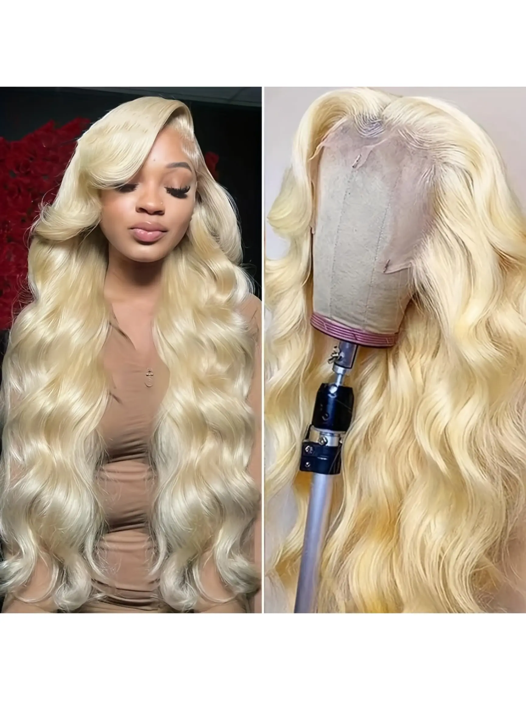613 13x6 Lace Front Wig Human Hair 30 Inch 100% Real Blonde 