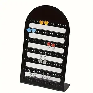 1pc Black Plastic Jewelry Tower - 126-Slot Earring Display Stand, Multi-Functional Large Capacity Organizer for Home & Retail Use, Jewelry Storage Unit
