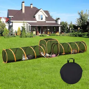 Outdoor Cat Enclosures with Tunnels, 10FT Cat Tunnel Outdoor with Cube, Portable Cat Playpen and Catio with Carry Bag for Multiple Cats