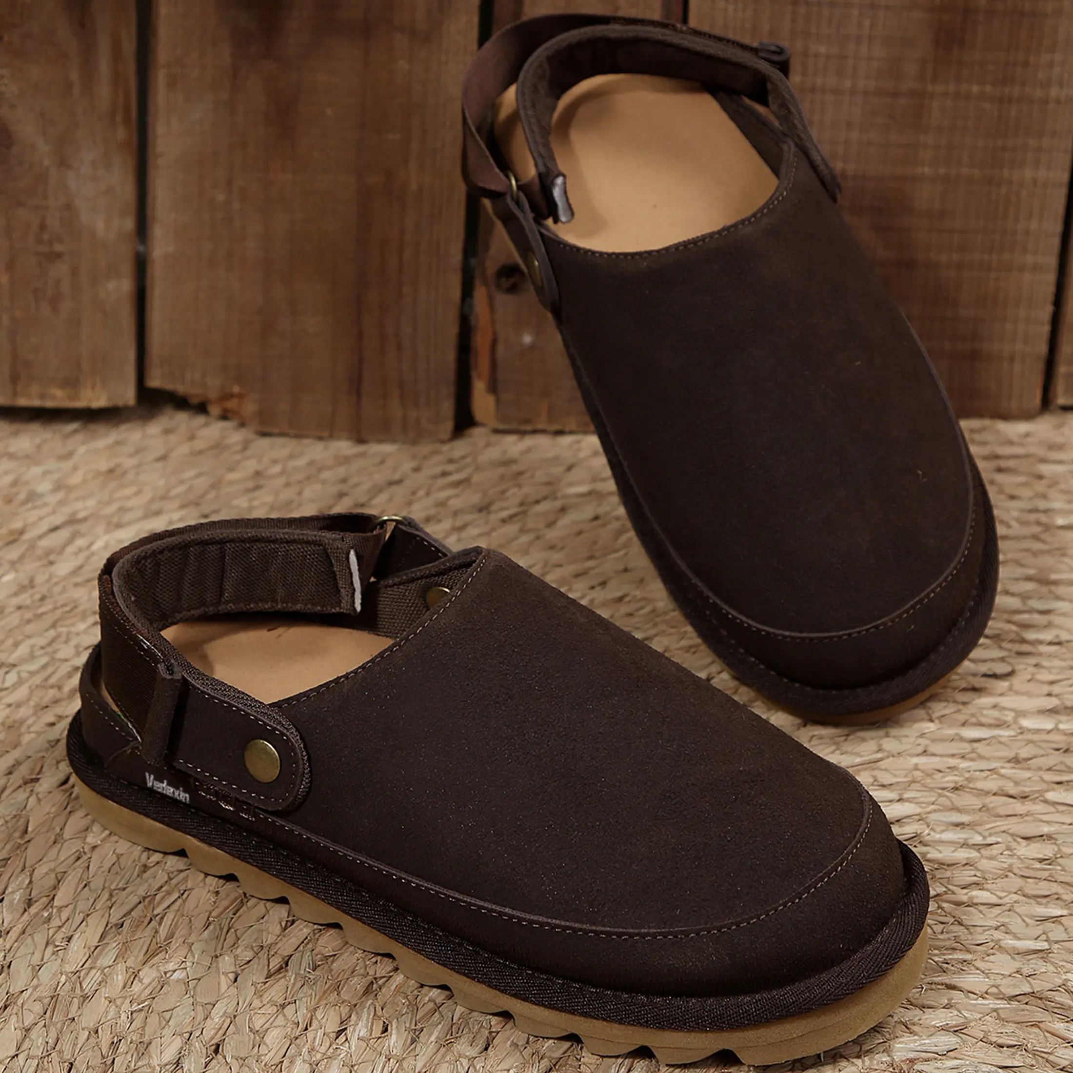 Women's Retro Sandals Platform Suede Clogs Non-Slip Casual Walking Mules Indoor Outdoor Shoes Springfresh