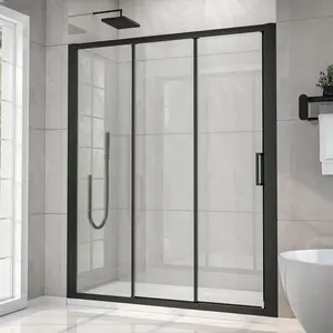 Nexus 56-60W x 70.H Easy Clean Framed Tri-Fold Sliding Shower Door with 1/4" (6mm) Clear SGCC Tempered Glass,Matte Black Finish