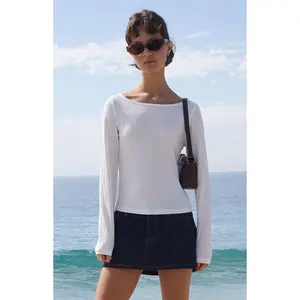 John Galt Women's White Martha Crinkle Sweater