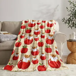 Cute Cartoon Hamster Flannel Blanket Single-sided Printing 4 Sizes Sofa Cover Blanket Warm Winter Blankets Blanket Soft