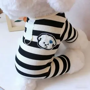High Elasticity Striped Pet Coat, Anti-Shedding and Warm, Suitable for Bichon, Teddy, Cats, Home and Outdoors, Four-Legged Wearable