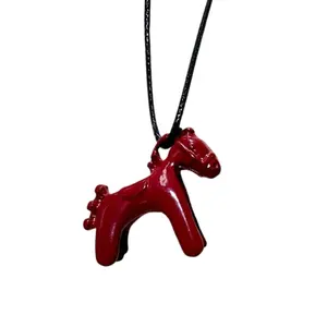 3D Horse Pendant Jewelry Copper Enamel Coated Charm Necklace Layering Piece